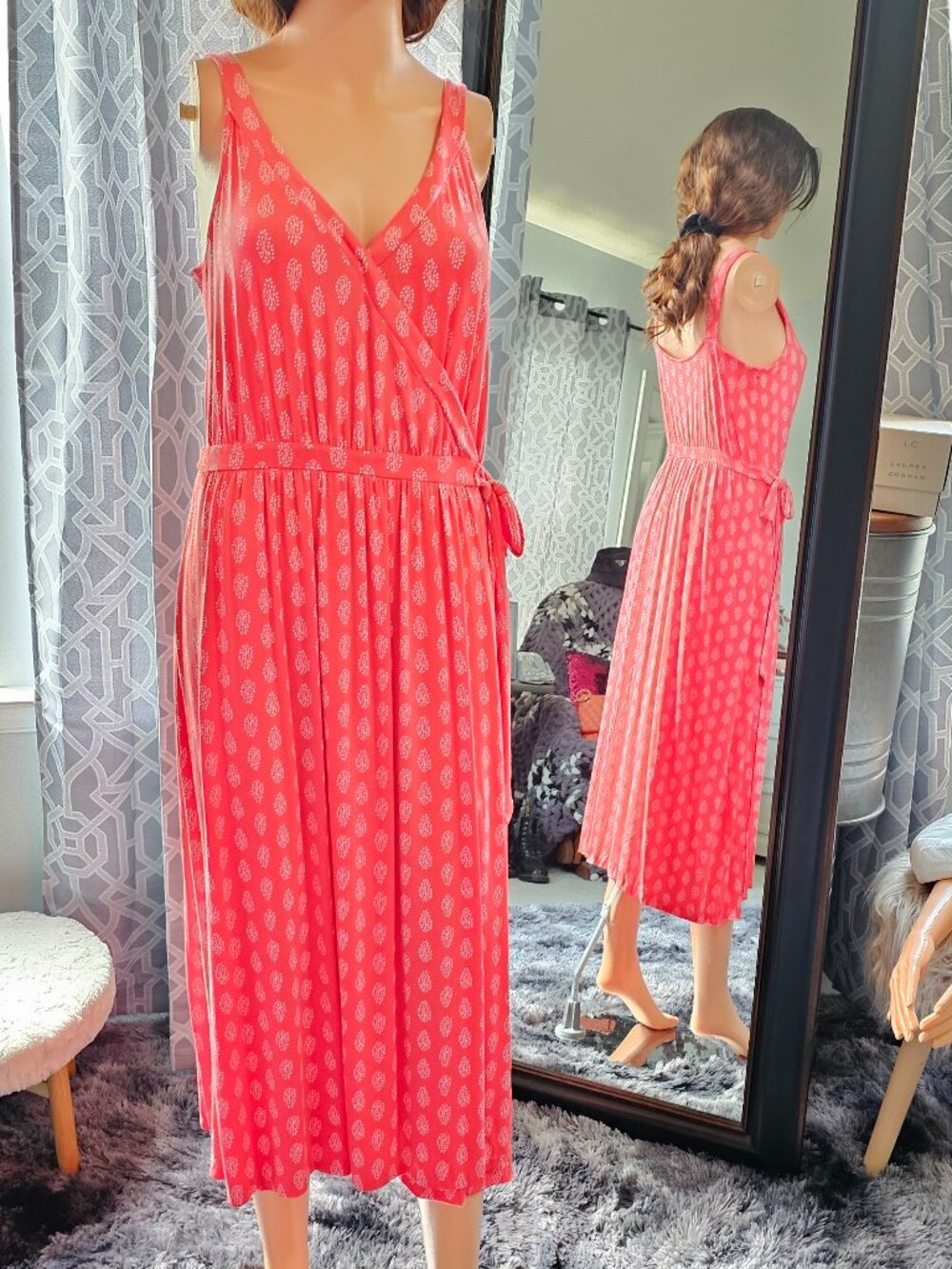 Old Navy Sleeveless Cross‑Front Geometric Maxi Dress – Size M
